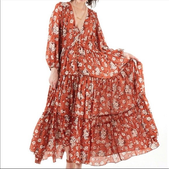 Spell Dresses & Skirts - Spell women’s orange Dancer Gown long sleeve Maxi Dress